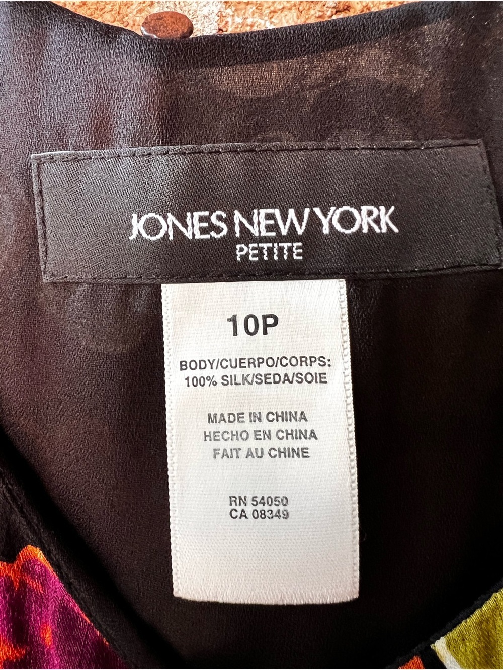 JONES NEW YORK 100% Silk Floral Midi Dress Handkerchief Hem Sleeveless - Picture 5 of 12
